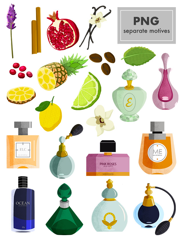 Pattern beauty parfum Eva Lo Coco png separate motifs
