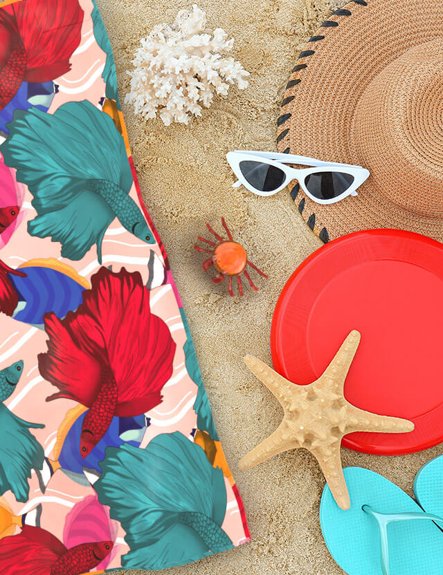pattern animal tropical fish beach towel eva lo coco