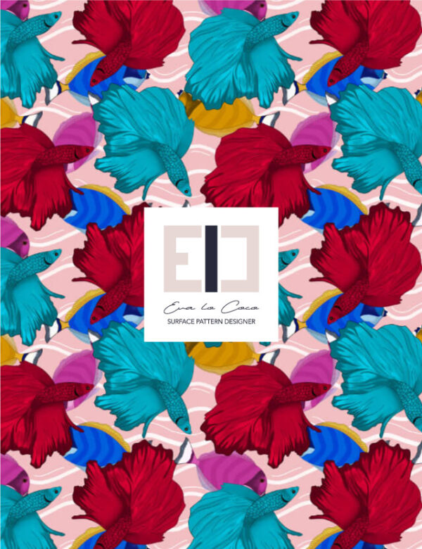 pattern animal tropical fish eva lo coco pink background little scale