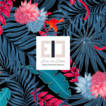 pattern Blue jungle black background large scale Eva Lo Coco
