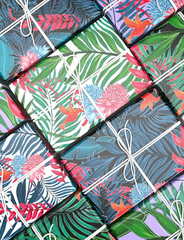 pattern blue jungle Eva Lo Coco wrapping paper