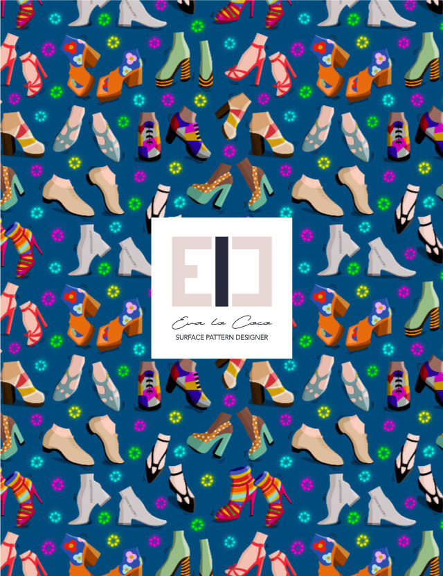 pattern disco revival the dancing shoes eva lo coco blue background little scale