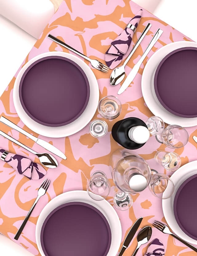 pattern astratto loose hessboard eva lo coco rosa e pesca tablecloth