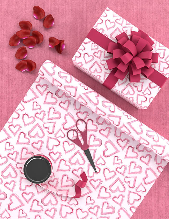 pattern san valentino hearts pink background eva lo coco wrapping paper