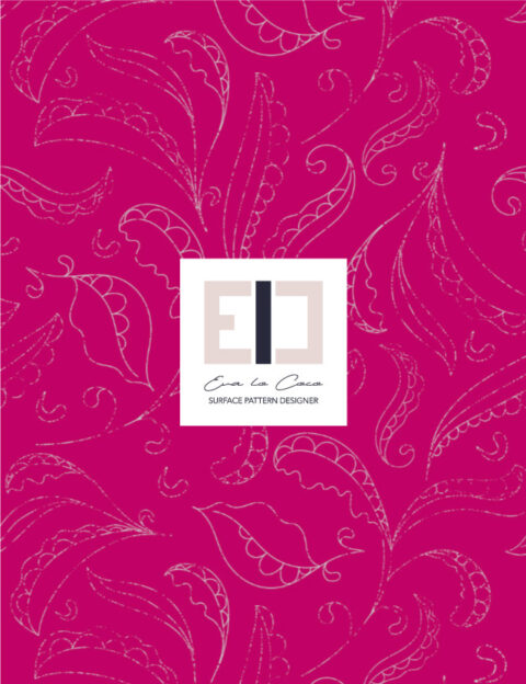 pattern elegant leaves fuchsia background eva lo coco large scale