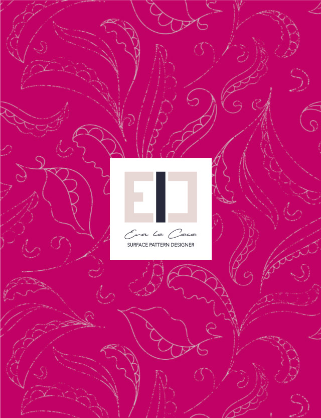 pattern elegant leaves fuchsia background eva lo coco large scale