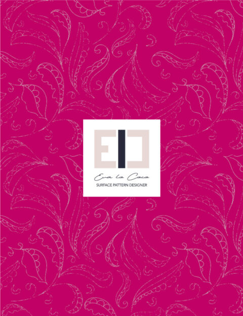 pattern elegant leaves fuchsia background eva lo coco llittle scale