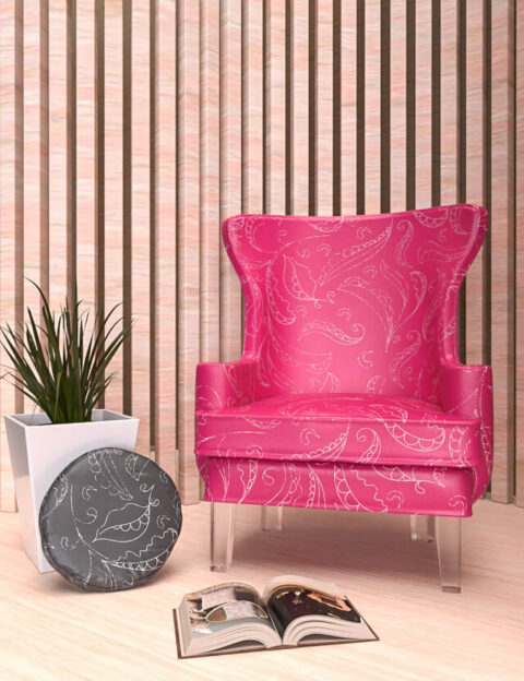 pattern elegant leaves fuchsia background eva lo coco sofa
