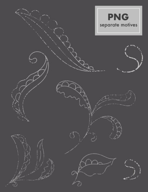 pattern elegant leaves grey background eva lo coco separate motifs
