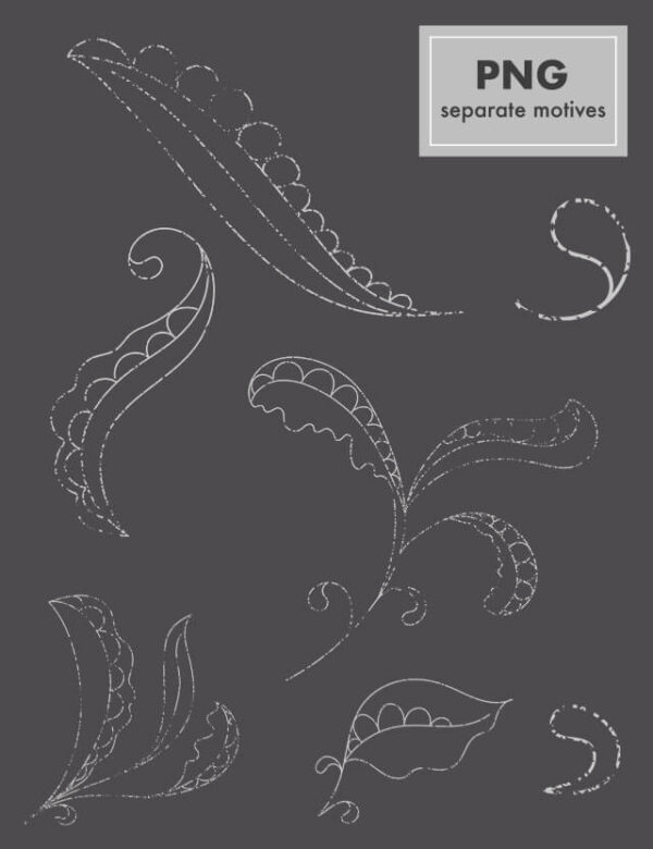pattern elegant leaves grey background eva lo coco separate motifs