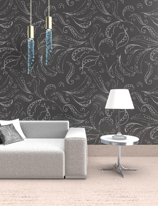 pattern elegant leaves grey background eva lo coco wallpaper