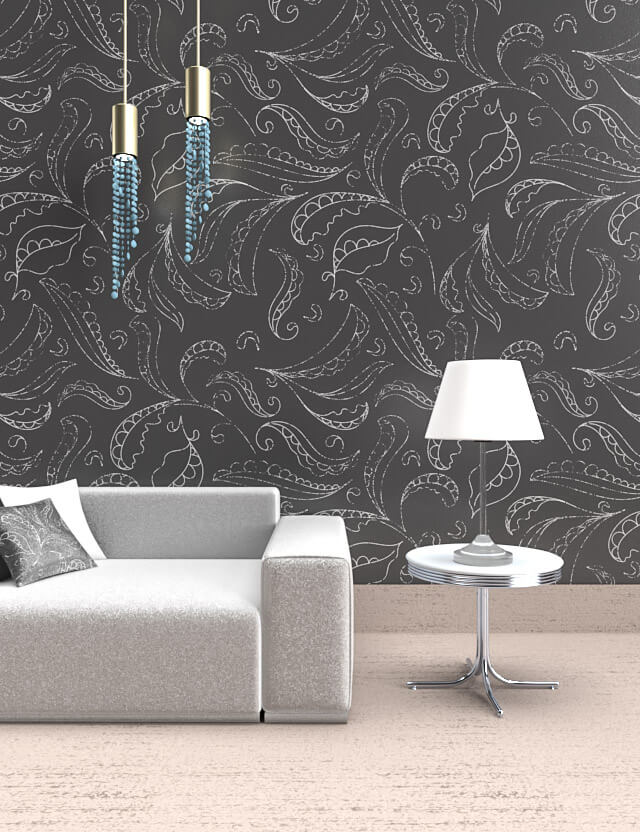 pattern elegant leaves grey background eva lo coco wallpaper