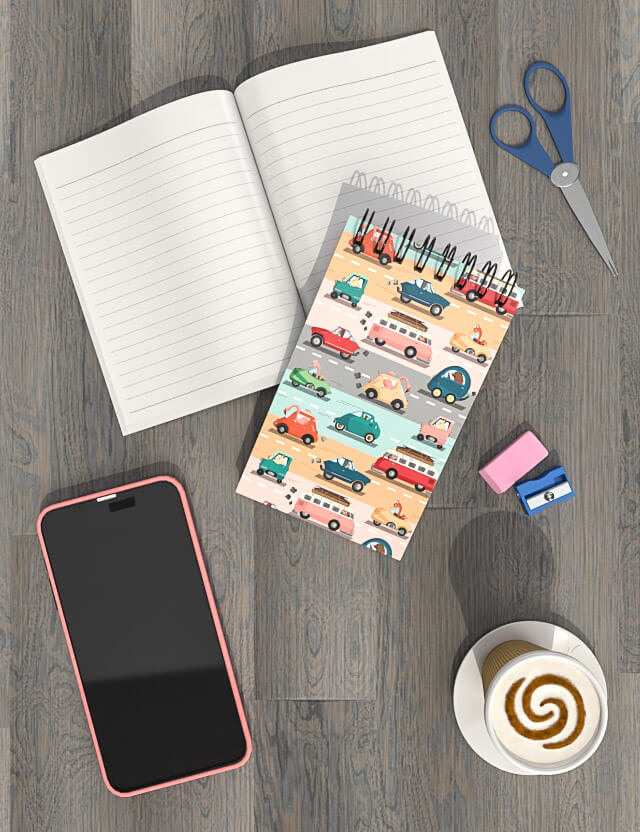 Pattern kids funny cars eva lo coco notebook