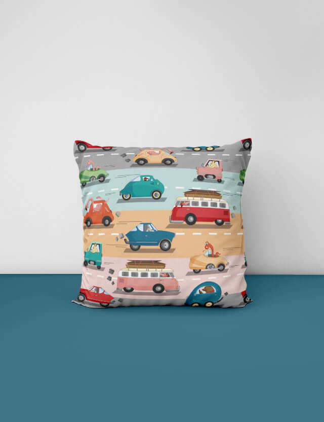 Pattern kids funny cars eva lo coco pillow