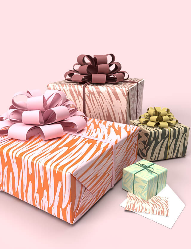 Pattern astratto trama con linee verticali arancione verde scuro verde chiaro rosa antico background eva lo coco wrapping paper