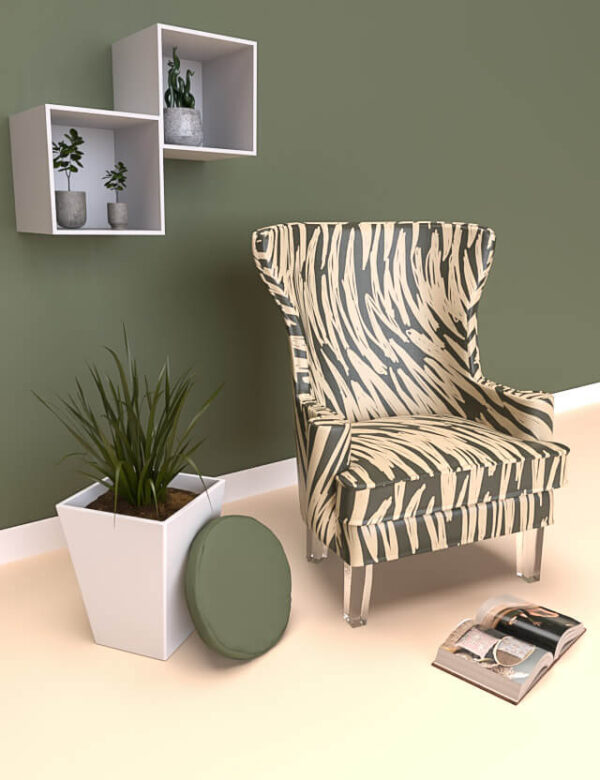Pattern astratto trama con linee verticali verde scuro background eva lo coco poltrona mockup
