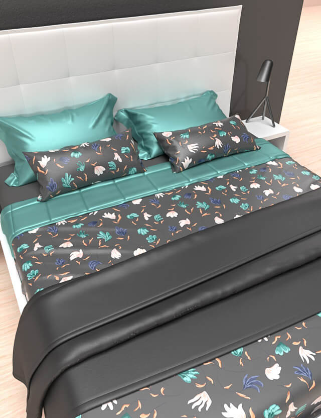 pattern floreale fioritura fiori astratti grey background eva lo coco duvet cover mockup