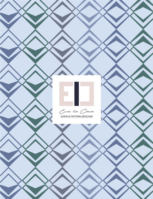 geometric pattern Rhombus Weave light blue green grey large scale eva lo coco