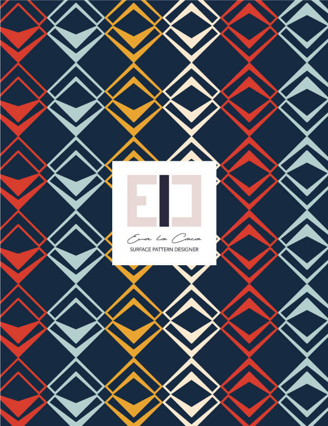geometric pattern Rhombus Weave light blue red blue yellow large scale eva lo coco