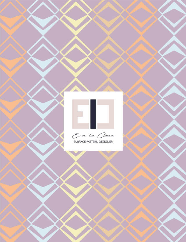 geometric pattern Rhombus Weave pink orange yellow light blue large scale eva lo coco