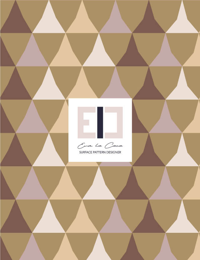 pattern geometrico triangles in metamorphosis brown lilac peach beige Eva Lo Coco large scale