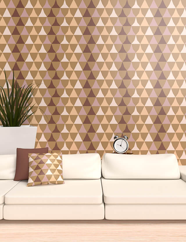 pattern geometrico triangles in metamorphosis brown lilac peach beige eva lo coco wallpaper
