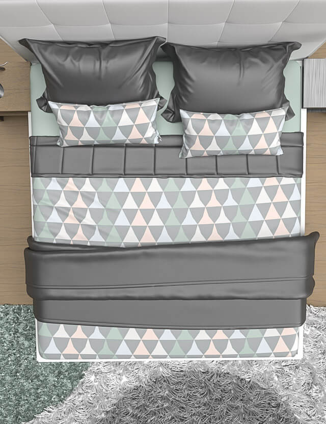 pattern geometrico triangles in metamorphosis grey pink green beige Eva Lo Coco duvet cover