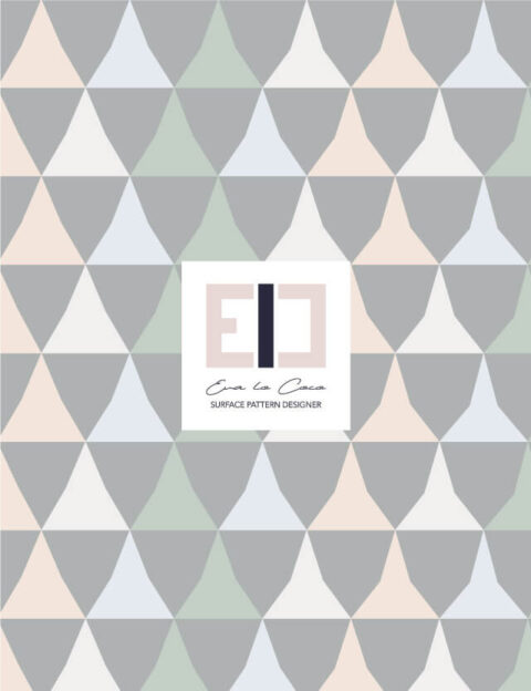 pattern geometrico triangles in metamorphosis grey pink green beige Eva Lo Coco large scale