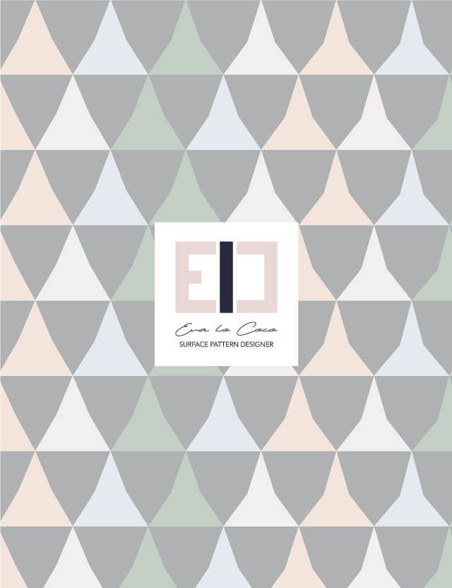 pattern geometrico triangles in metamorphosis grey pink green beige Eva Lo Coco large scale