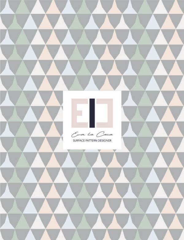 pattern geometrico triangles in metamorphosis grey pink green beige Eva Lo Coco little scale