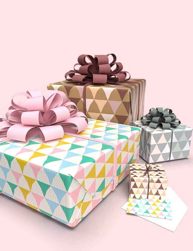 pattern geometrico triangles in metamorphosis multicolor Eva Lo Coco wrapping paper