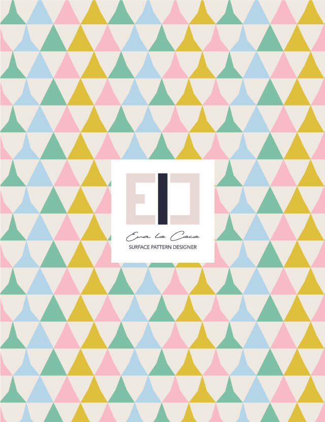 pattern geometrico triangles in metamorphosis yellow pink light blue turquoise Eva Lo Coco little scale