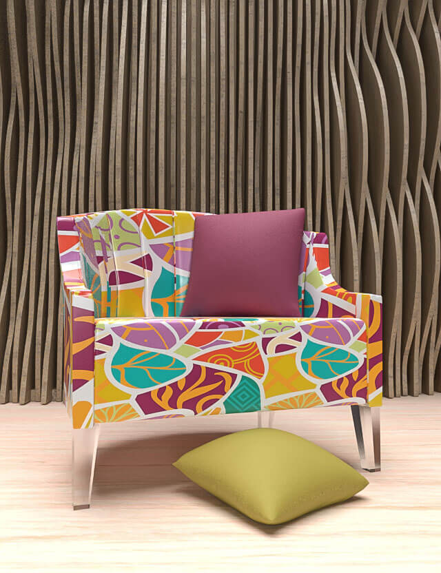 abstract pattern Barcelona vibrant colors eva lo coco armchair