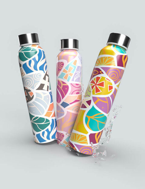 abstract pattern barcelona cold colors pastel tone vibrant colors eva lo coco water bottle