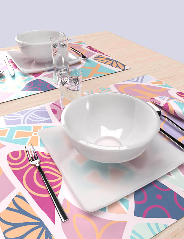 abstract pattern barcelona pastel tone eva lo coco placemat
