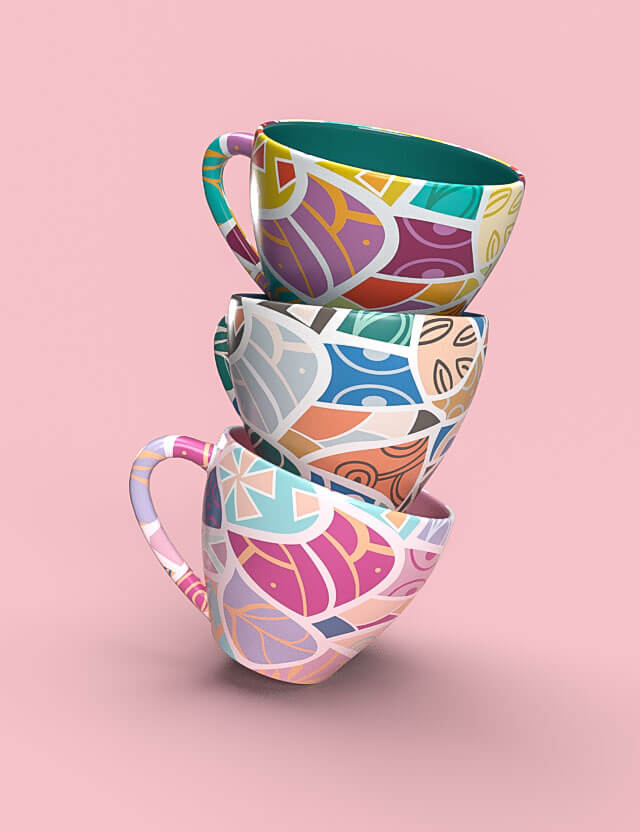 abstract pattern barcelona pastel tone vibrant colors cold colors eva lo coco mugs