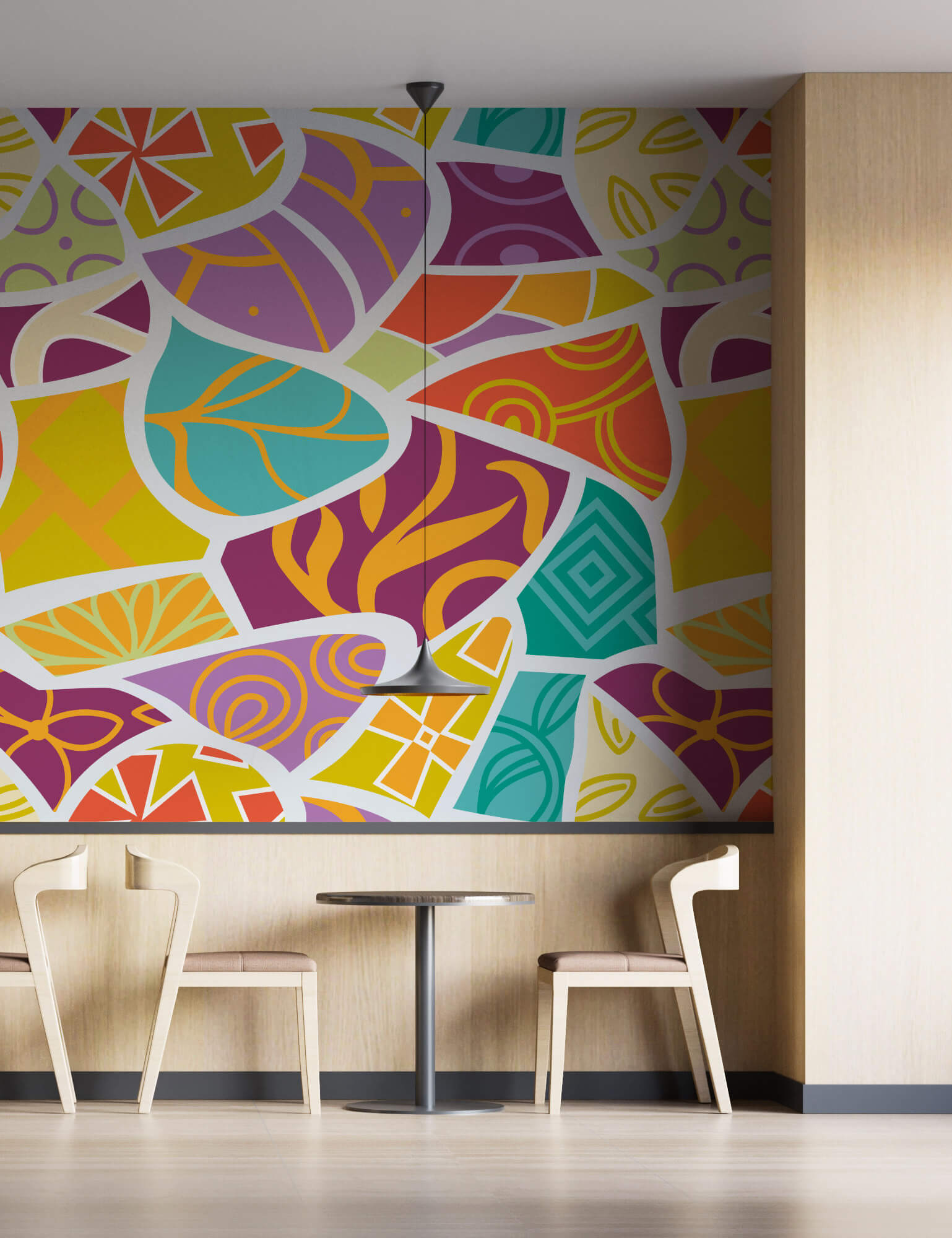abstract pattern barcelona vibrant colors eva lo coco wallpaper