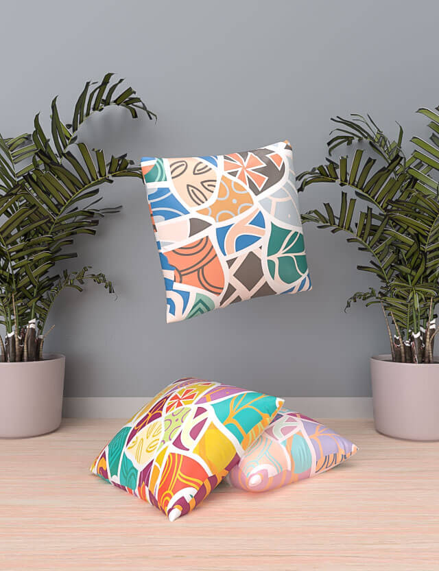 abstract pattern barcelona vibrant colors pastel tone cold colors eva lo coco pillows